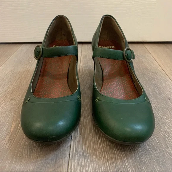Camper Women's Lila Medio Dress Pump Green Mary Jane Shoes Sz EU 38 US 8 - Picture 4 of 11